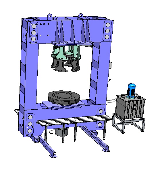 Пресс шиномонтажный для цельнолитых шин погрузчика 250 т. ПШ250